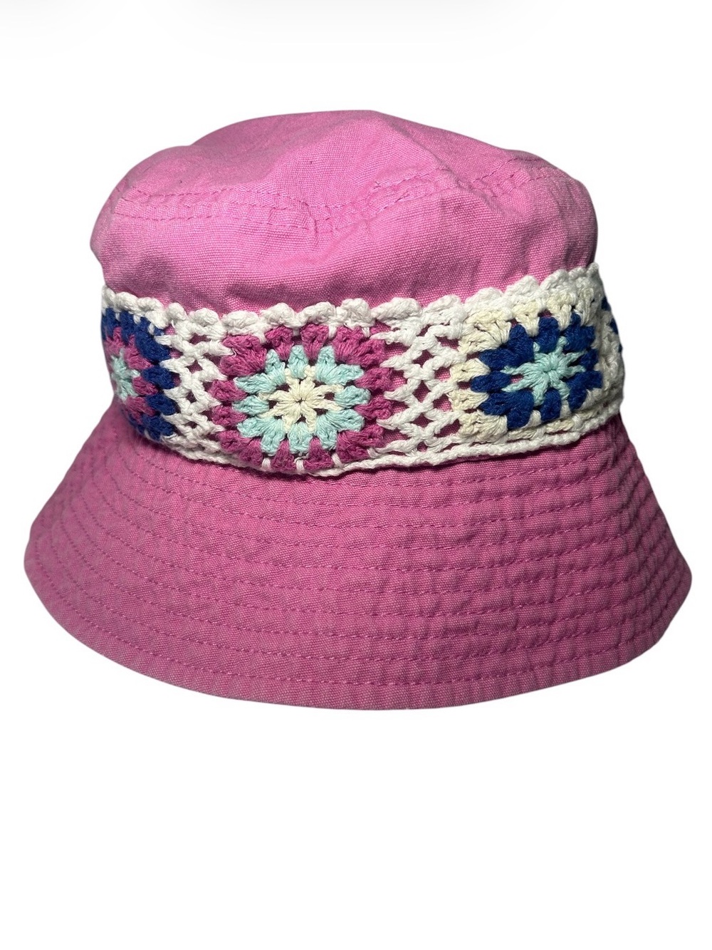 Kids Pink Crochet Band Bucket Hat Fall Summer Casual Cute Sun Block Sun Shield